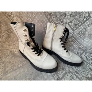 NWOT All Saints Combat Boots Women's Size 39 / 8.5 White Leather